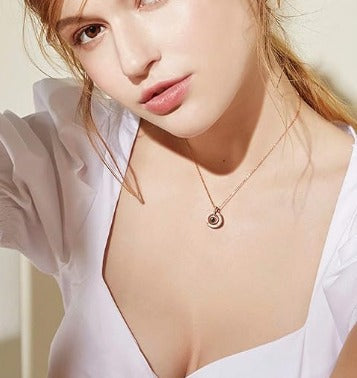 Rosa Preservada + Collar “Te Amo” en 100 Idiomas