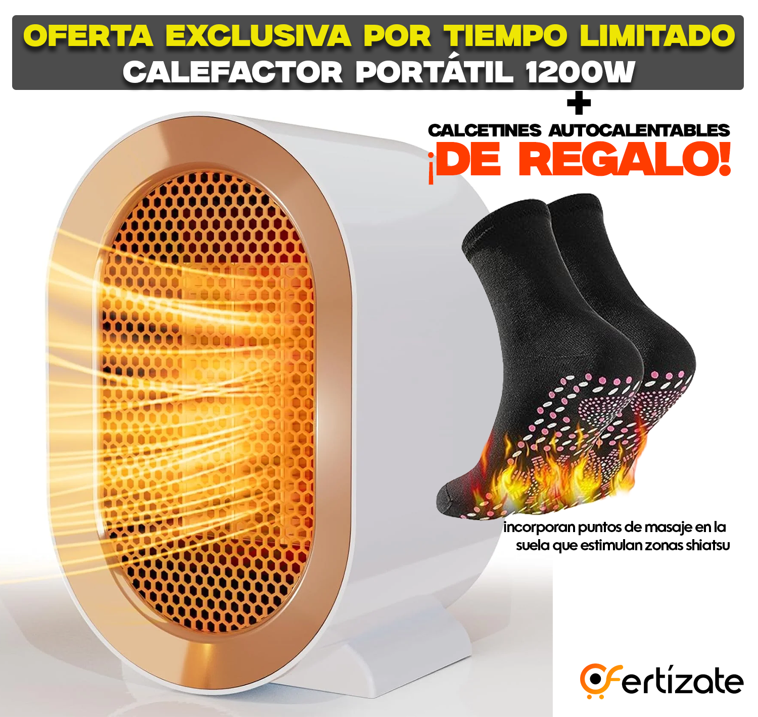 Kit Invierno Premium – Calefactor de Cerámica + Calcetines Autocalentables (GRATIS)