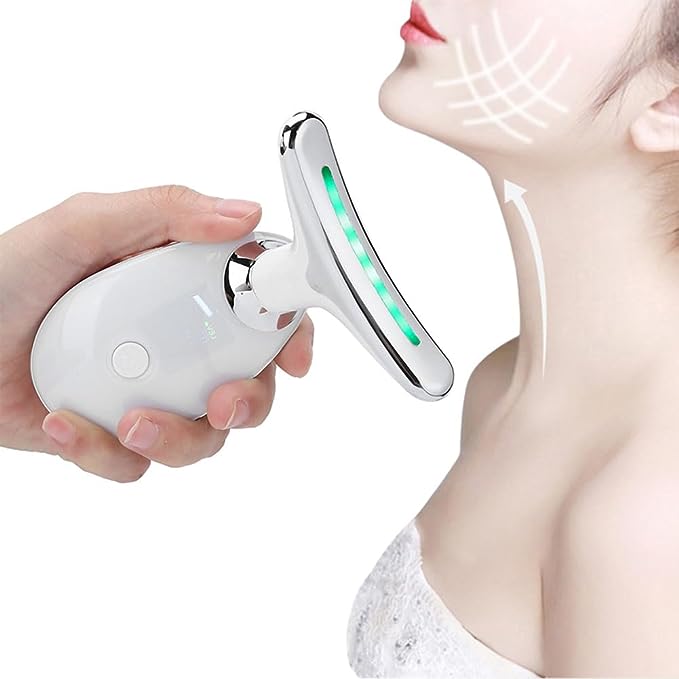 Masajeador de cuello y rostro con calor + luz LED + vibración (3 niveles)