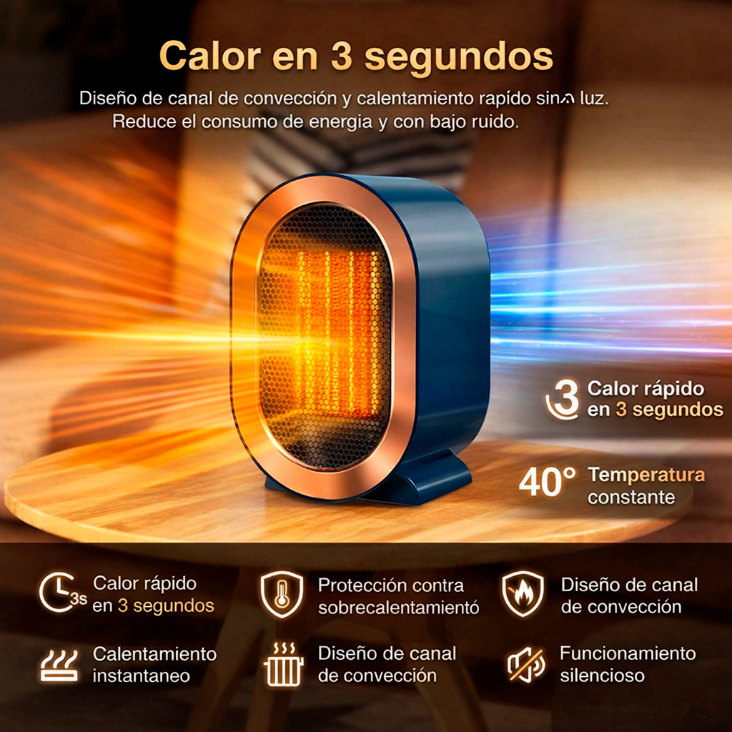 Kit Invierno: Calefactor Cerámico (Blanco/Azul) + Calcetines Térmicos GRATIS